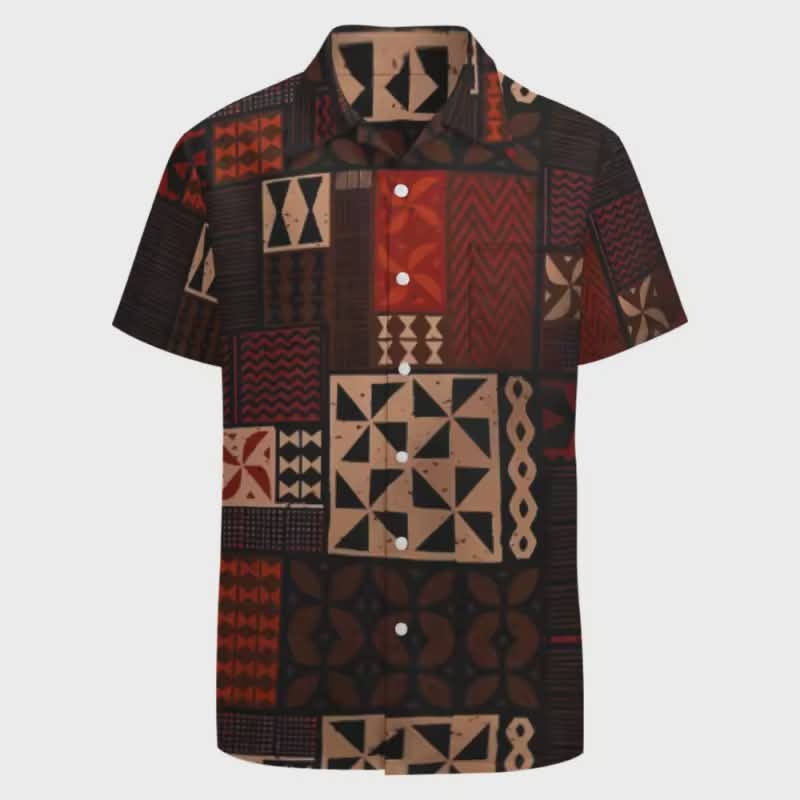 Ai’i Tapa Shirt - Volcanic Maroon